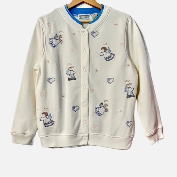 Shenanigans Vintage Christmas Embroidered Button Up Sweater Sweatshirt Women’s S - Picture 9 of 10